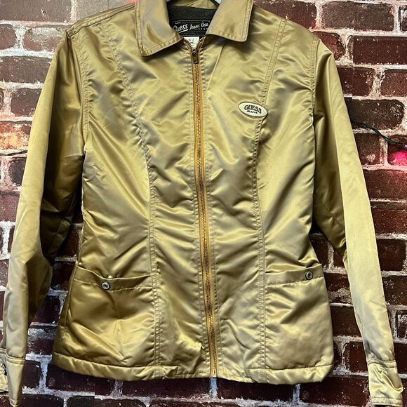 Guess Jeans USA Jackets & Blazers - Vintage GUESS JEANS USA Gold Satin Bomber Jacket - Made in Canada - Size S